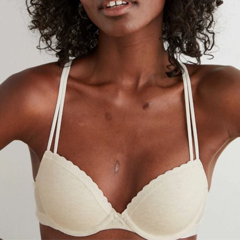 Aerie Off White Oatmeal Real Happy Demi Lightly Lined Convertible Bra Size 38C